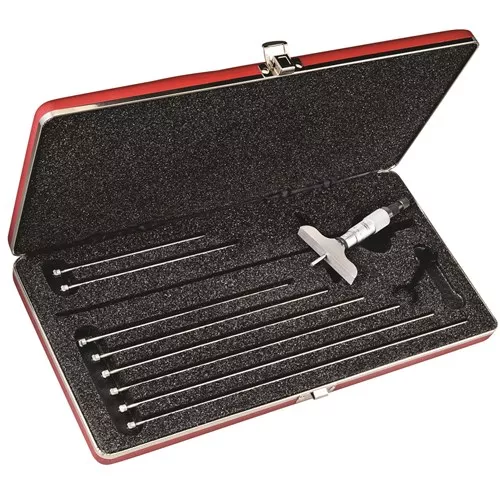 0-225mm Mechanical Depth Style Inside Micrometers 63.5mm Base – 9 Rod Qty.