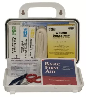 10 Person ANSI Plus First Aid Kit, Weatherproof Plastic Case, Wall Mount 579-6410