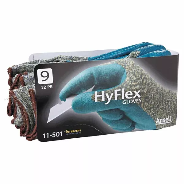 11-501 Nitrile Palm Coated Gloves, Size 9, Gray/Blue 012-11-501-9