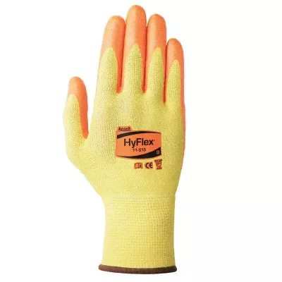 11-515 Cut Resistant Gloves with High Visibility, Nitrile Coated, Size 9, Orange 012-11-515-9