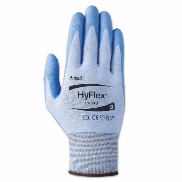 11-518 Polyurethane Palm Coated Gloves, Size 9, Blue/Gray 012-11-518-9