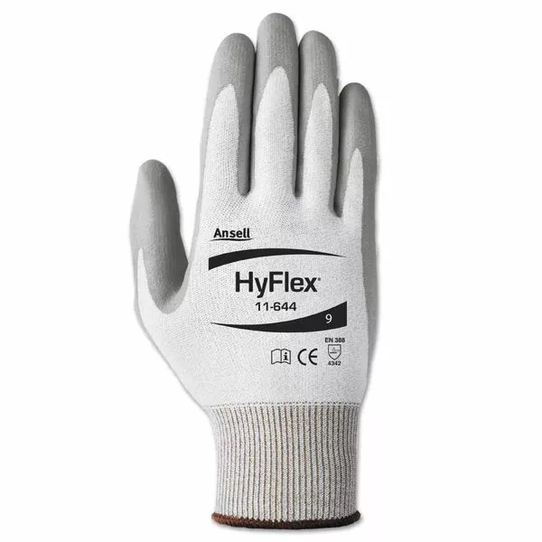 11-644 Polyurethane Palm Coated Gloves, Size 8, Gray/White and Gray 012-11-644-8