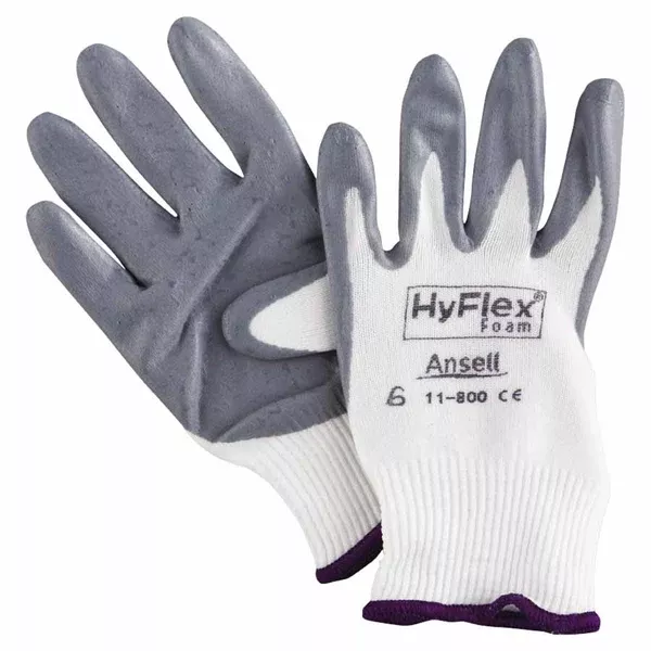 11-800 Nitrile Foam Palm Coated Gloves, Size 6, Gray/White 012-11-800-6