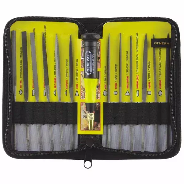12-Pc Swiss Pattern Needle File Set, 5-1/2 in, #2 Single Cut Swiss Pattern 318-707475