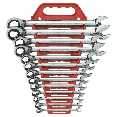 13 Pc Reversible Combination Ratcheting Wrench Sets, 12 Point, SAE 329-9509N