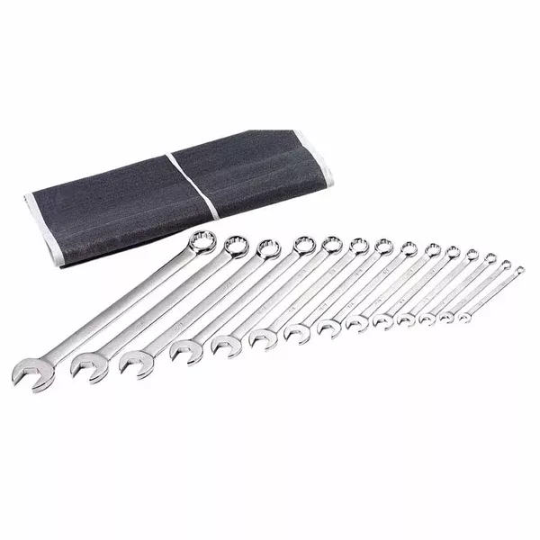 15 Piece Combination Wrench Set, 12 Points, SAE, Nickel Chrome Plated Finish 103-04-814