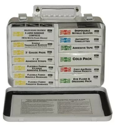 16 Unit Steel First Aid Kit, Weatherproof Steel 579-5201