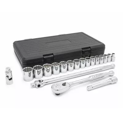 19 Pc. 12 Point Standard SAE Mechanics Tool Sets, 1/2 in Dr 329-80792
