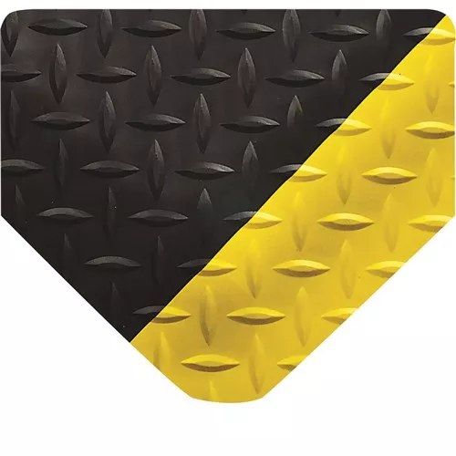 2’ x 3’ Ultrasoft Diamond-Plate Spongecote Anti-Fatigue Mat – Black w/Yellow Borders