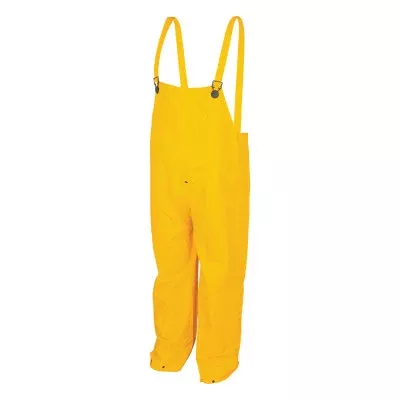 200BP Classic Series Yellow Rain Pants Bib Overall Style with Fly Front, 0.35 mm, PVC/Polyester, X-Large 611-200BPXL