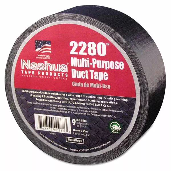 2280 General Purpose Duct Tapes, Black, 55m x 48mm x 9 mil 573-1087206