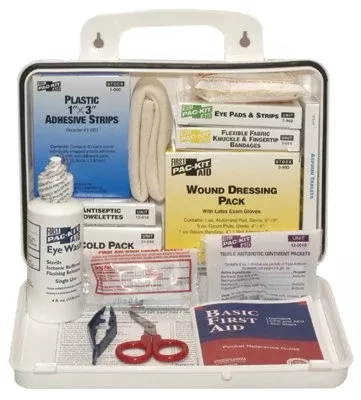 25 Person ANSI Plus First Aid Kit, Weatherproof Plastic Case, Wall Mount 579-6430