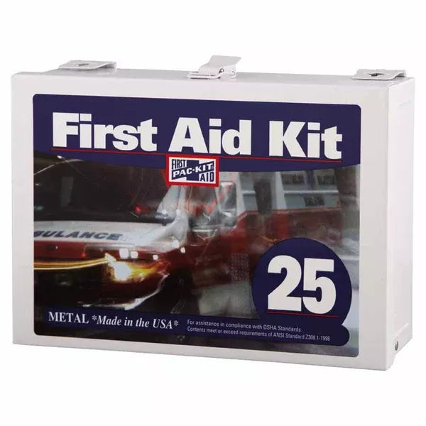25 Person Industrial First Aid Kit, Steel (Non-Gasketed) Case, Wall Mount 579-6086