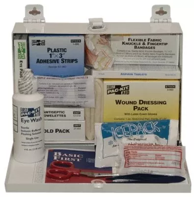 25 Person Industrial First Aid Kit, Weatherproof Steel Case, Wall Mount 579-6100