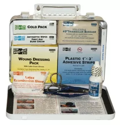 25 Person Vehicle First Aid Kit, Weatherproof Steel Case, Wall Mount 579-6420