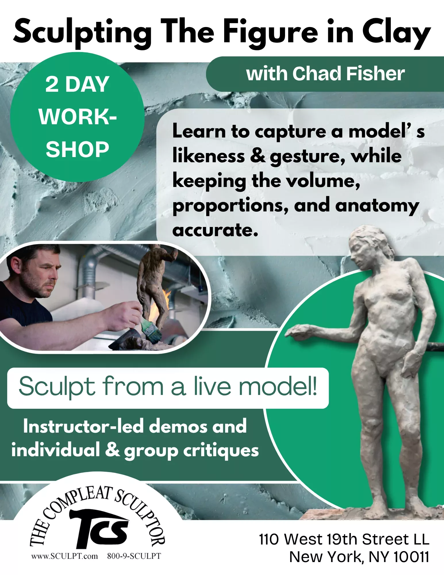 260822 Sculpting the Figure in Clay 2 Day Workshop With Chad Fisher August 22-23