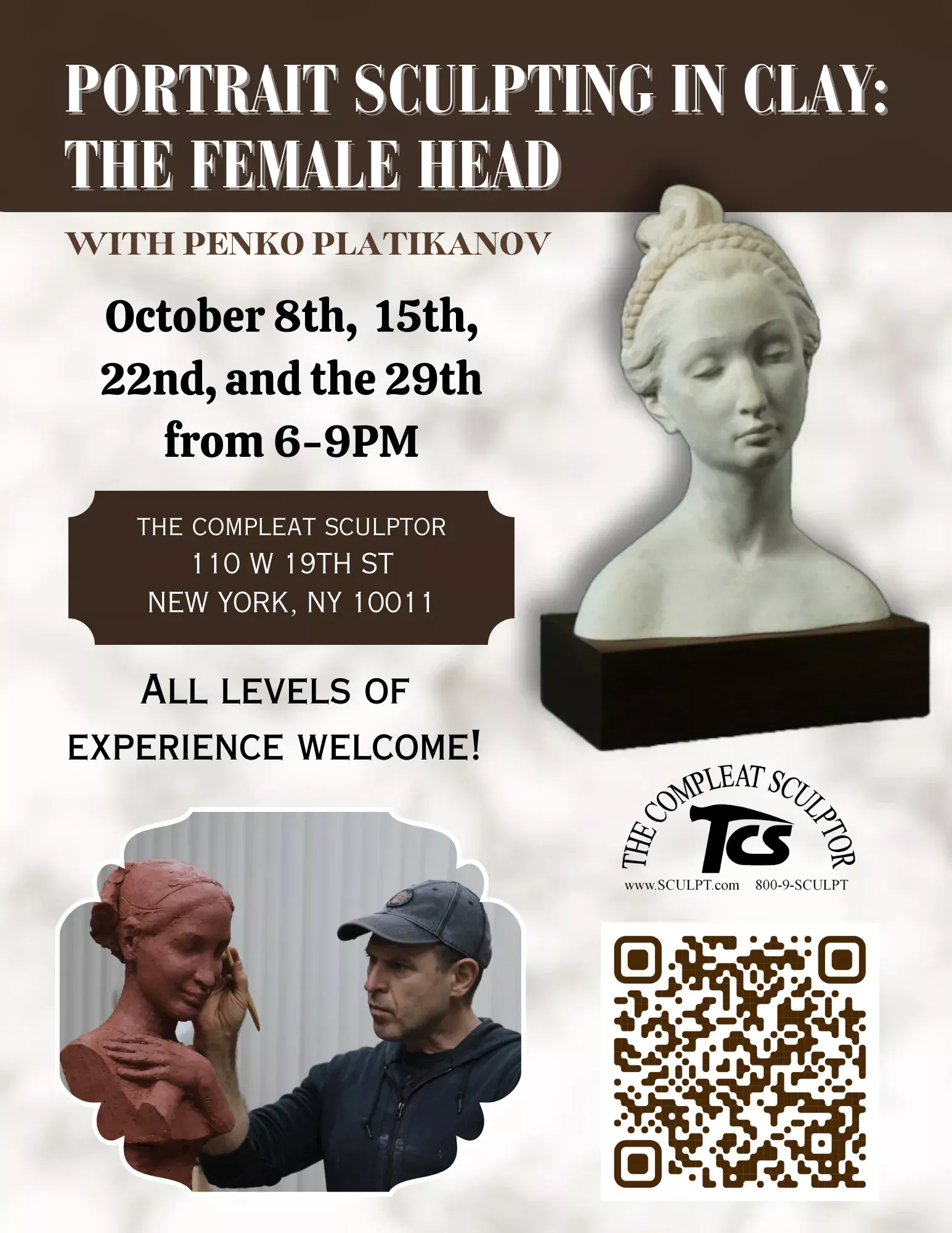 261005 Portrait Sculpting the Female Head October (Four Monday Classes 6-9pm)