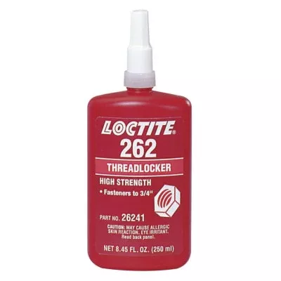 262 Threadlocker, Medium to High Strength, 250 mL, Up to 3/4 in Thread, Red 442-135375