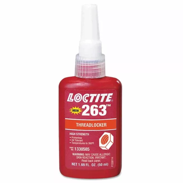 263 High Strength Red Threadlocker, 50 mL, 1 in Thread, Red 442-1330585
