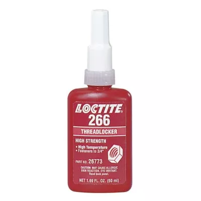 266 Threadlocker, High Strength/High Temperature, 50 mL, Up to 3/4 in Thread, Red-Orange 442-232329
