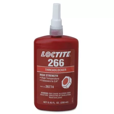 266 Threadlockers, High Strength/High Temperature, 250 mL, Up to 3/4 in Thread, Red-Orange 442-232331