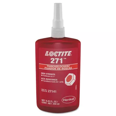271 Threadlocker, High Strength, 250 mL, Up to 1 in Thread, Red 442-88441
