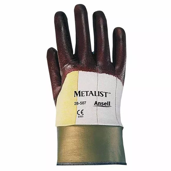 28-507 Coated Gloves, Nitrile Coated, Size 10, Brown 012-28-507-10