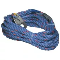 300 Series Rope Lifeline, 25ft, Anchorage Connection, 310lb Cap, Blue/Red Specks 493-300L-Z7/25FTBL