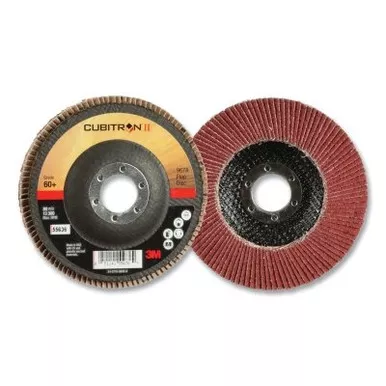 3M 7000148181 Cubitron II Flap Discs 967A, 4-1/2 in dia x 7/8 in AH, T27, 40+, 13300 RPM