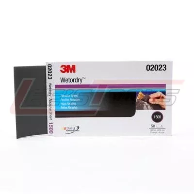 3M020233M™ Wetordry™ Abrasive Sheet, 02023, 1500 grade, 5 1/2 in x 9 in, 50 sheets per carton, 5 cartons pe