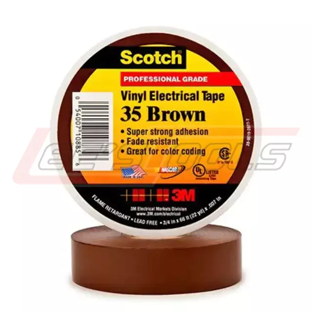 3M35-BROWNScotch Vinyl Color Coding Electrical Tape 35, 3/4 in x 66 ft, Brown, 10 rolls/carton, 100 rolls/Cas