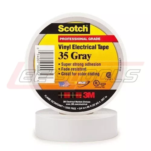 3M35-GRAYScotch Vinyl Color Coding Electrical Tape 35, 3/4 in x 66 ft, Gray, 10 rolls/carton, 100 rolls/Case