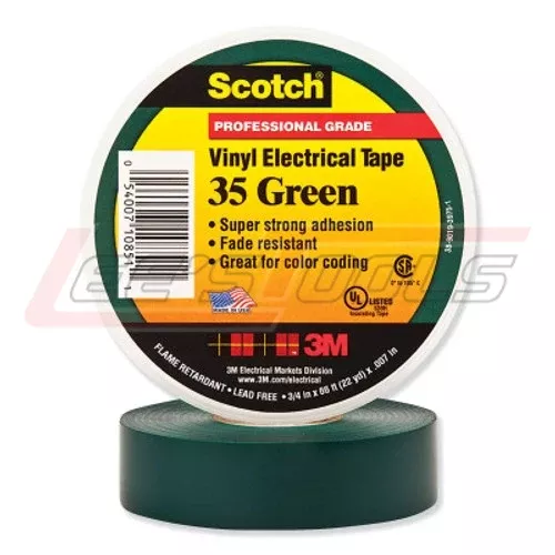3M35-GREENScotch Vinyl Color Coding Electrical Tape 35, 3/4 in x 66 ft, Green, 10 rolls/carton, 100 rolls/Cas