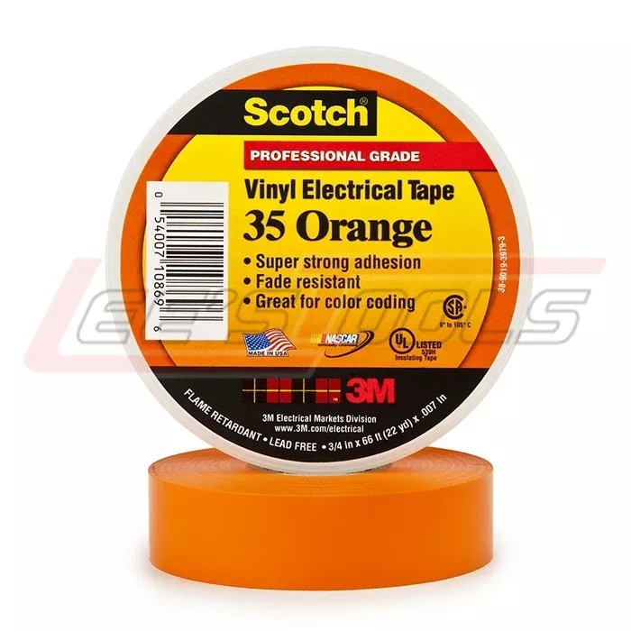 3M35-ORANGEScotch Vinyl Color Coding Electrical Tape 35, 3/4 in x 66 ft, Orange, 10 rolls/carton, 100 rolls/Ca
