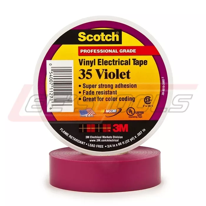 3M35-VIOLETScotch Vinyl Color Coding Electrical Tape 35, 3/4 in x 66 ft, Violet, 10 rolls/carton, 100 rolls/Ca