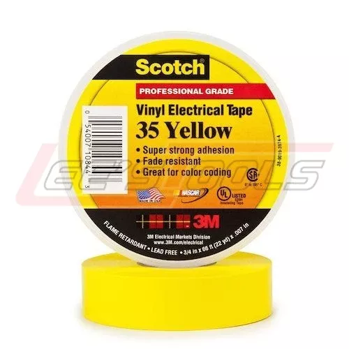 3M35-YELLOWScotch Vinyl Color Coding Electrical Tape 35, 3/4 in x 66 ft, Yellow, 10 rolls/carton, 100 rolls/Ca