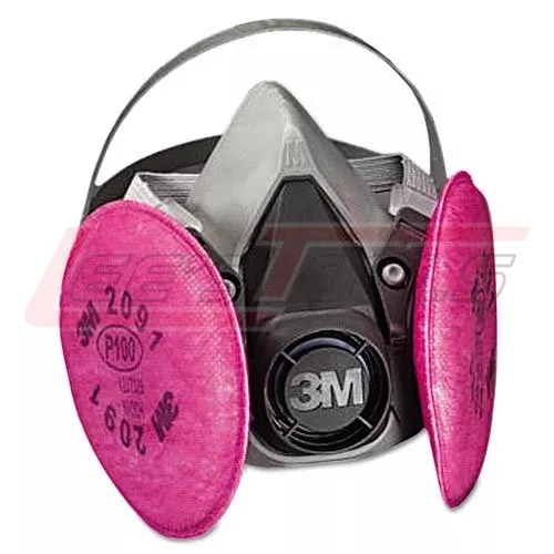 3M6391Half Facepiece Respirator Assembly 6291/07003(AAD), Large, with Particulate Filters 2091/07000(AAD)