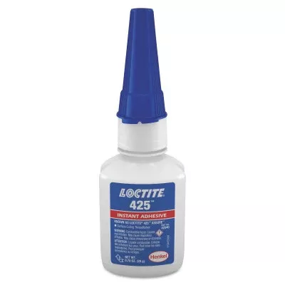 425 Instant Adhesive, Surface Curing Threadlocker, 20 g, Up to 1/2 in Thread, Dark Blue 442-135461
