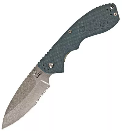 5.11 Tactical Courser 3.5 Part. Serrated Linerlock Knife (Stonewash)