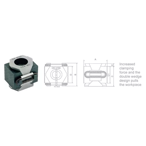 5/8”-11 OK-Vise Low Profile Double Wedge Clamp – 2.64” x 2.2” x 2.17”