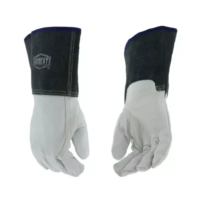 6144 Premium Top Grain Kidskin Leather TIG Welding Gloves, Medium, Black/Natural, Gauntlet Cuff 813-6144/M