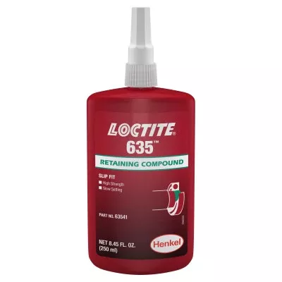 635 Retaining Compound, High Strength/Slow Cure, 250 mL Bottle, Green, 4,000 psi 442-135517