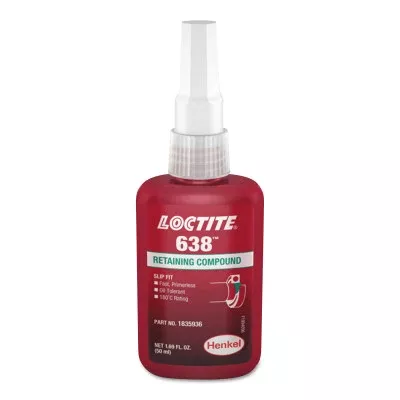 638 Retaining Compound Maximum Strength, 50 mL Bottle, Green, 4500 psi 442-1835936