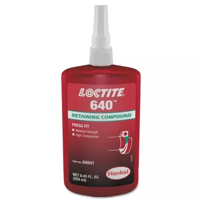 640 Retaining Compound, Med Strength/High Temp, 250mL Bottle, Green, 3000 psi 442-135521