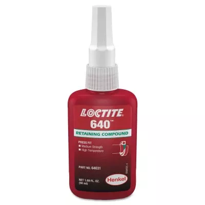 640 Retaining Compound, Med Strength/High Temp, 50 mL Bottle, Green, 3000 psi 442-135520