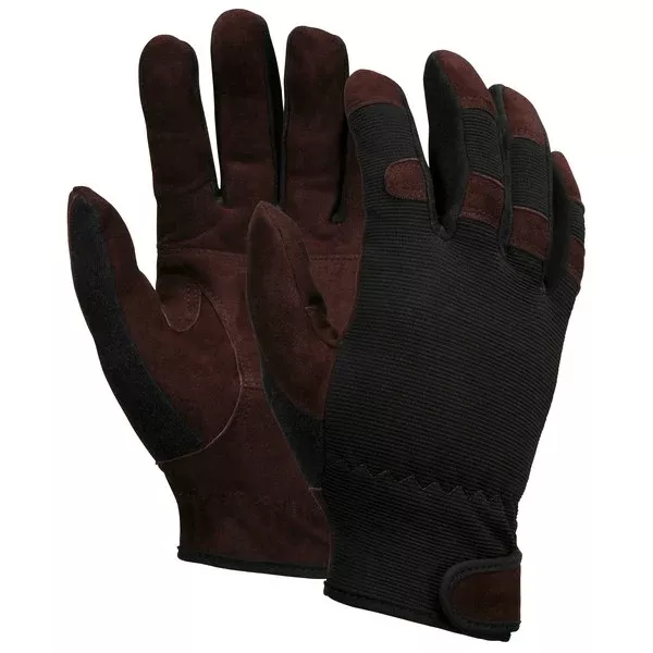 920 Mechanics Economy Glove, Spandex/Leather, Medium, Black/Brown 127-920M
