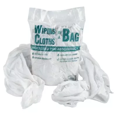 Bag-A-Rags Reusable Wiping Cloths, Cotton, White, 1lb Pack UFS-N250CW01