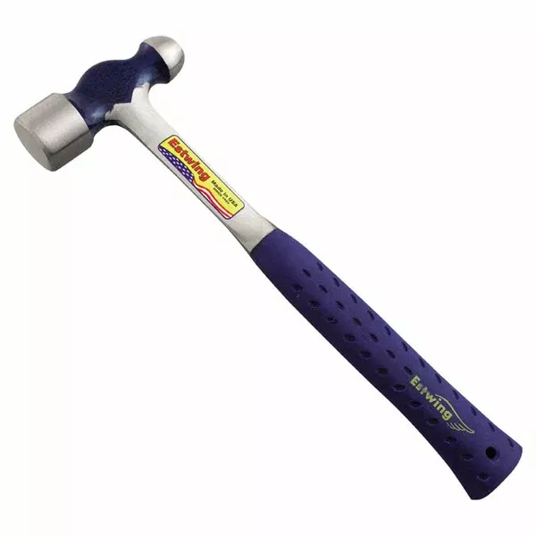 Ball Pein Hammer, Straight Blue Shock Reduction Grip Handle, 13.5 in Overall L, 24 oz Steel Head 268-E3-24BP