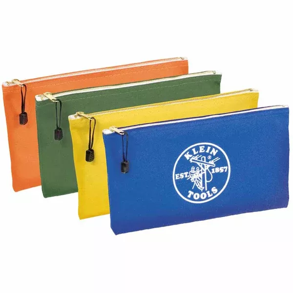 Canvas Zipper Bag Assortments, 12 1/2 in X 7 in, 4 per Pack 409-5140