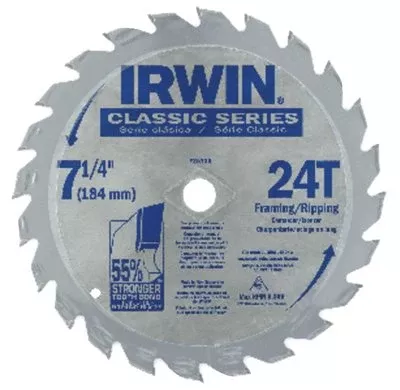 Classic Series Portable Corded Carbide Saw Blade, 7-1/4 in dia, 24 Tooth Ct 585-25130